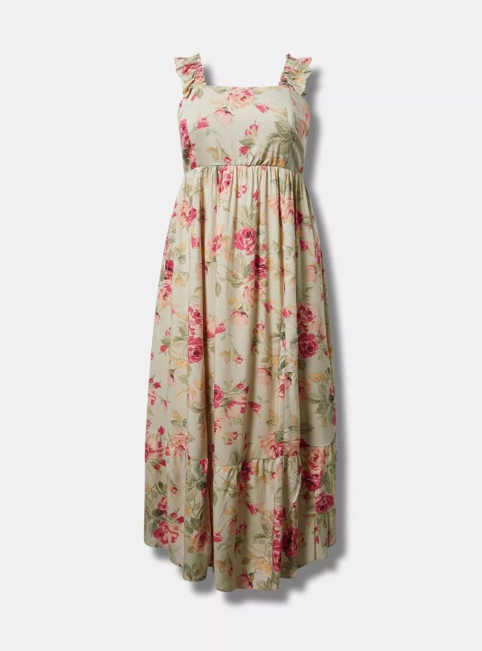 Torrid Maxi Challis Ruffle Strap Tiered Dress Plus Size 11x  Boho floral NWT BM - Picture 2 of 6
